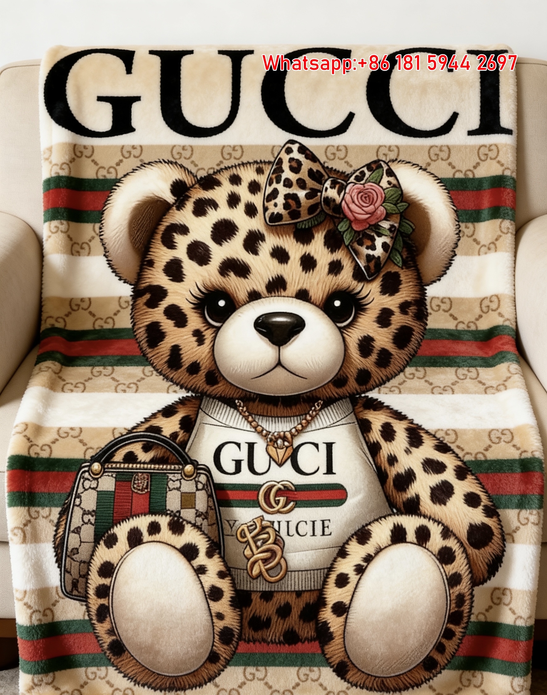Gucci Leopard Teddy Throw Blankets IMG_2990